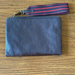 Anthropologie 100% Leather Shimmery Metallic Blue Clutch